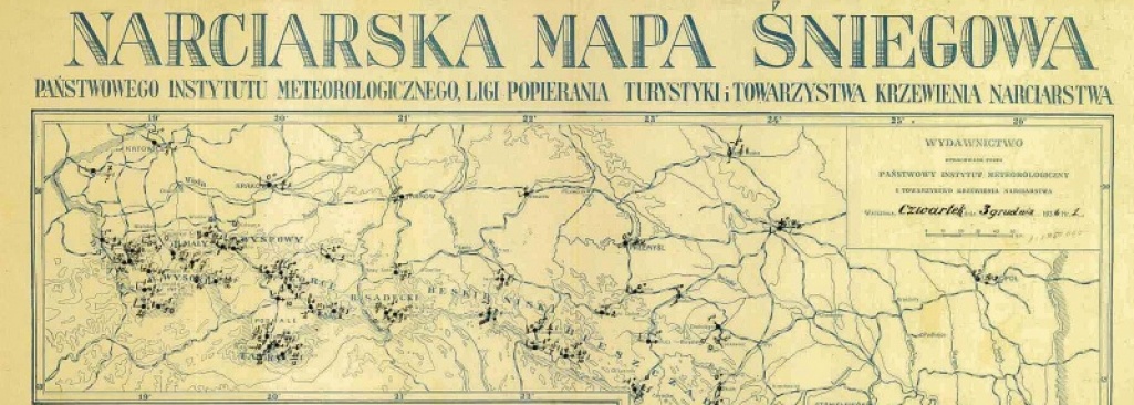 Narciarska mapa śniegowa z 1936 roku. Tak przed wojną określano warunki do uprawiania sportu